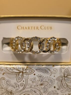 Charter Club Gold-Tone Crystal Link Ring